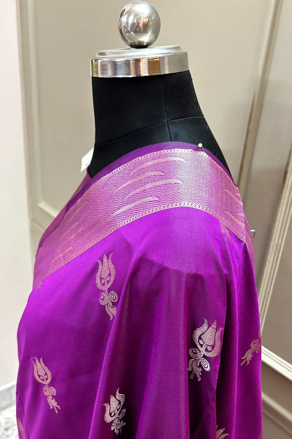 Rani Purple Kalyug Satin Silk Banarasi Saree