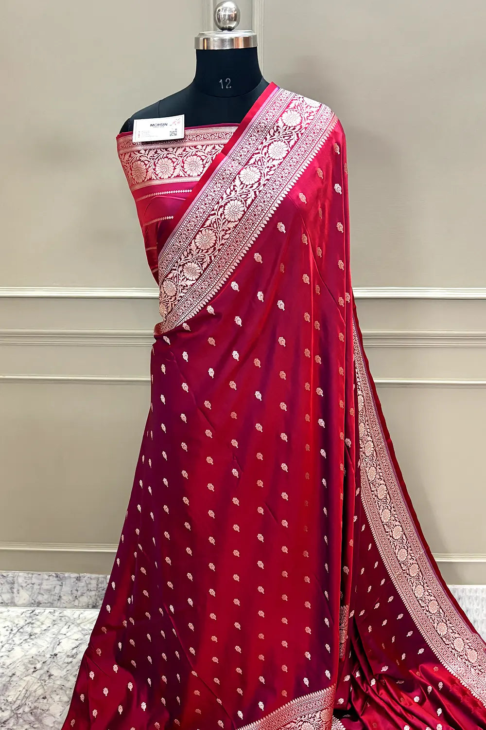 Rani Red Zari Katan Silk Banarasi Saree