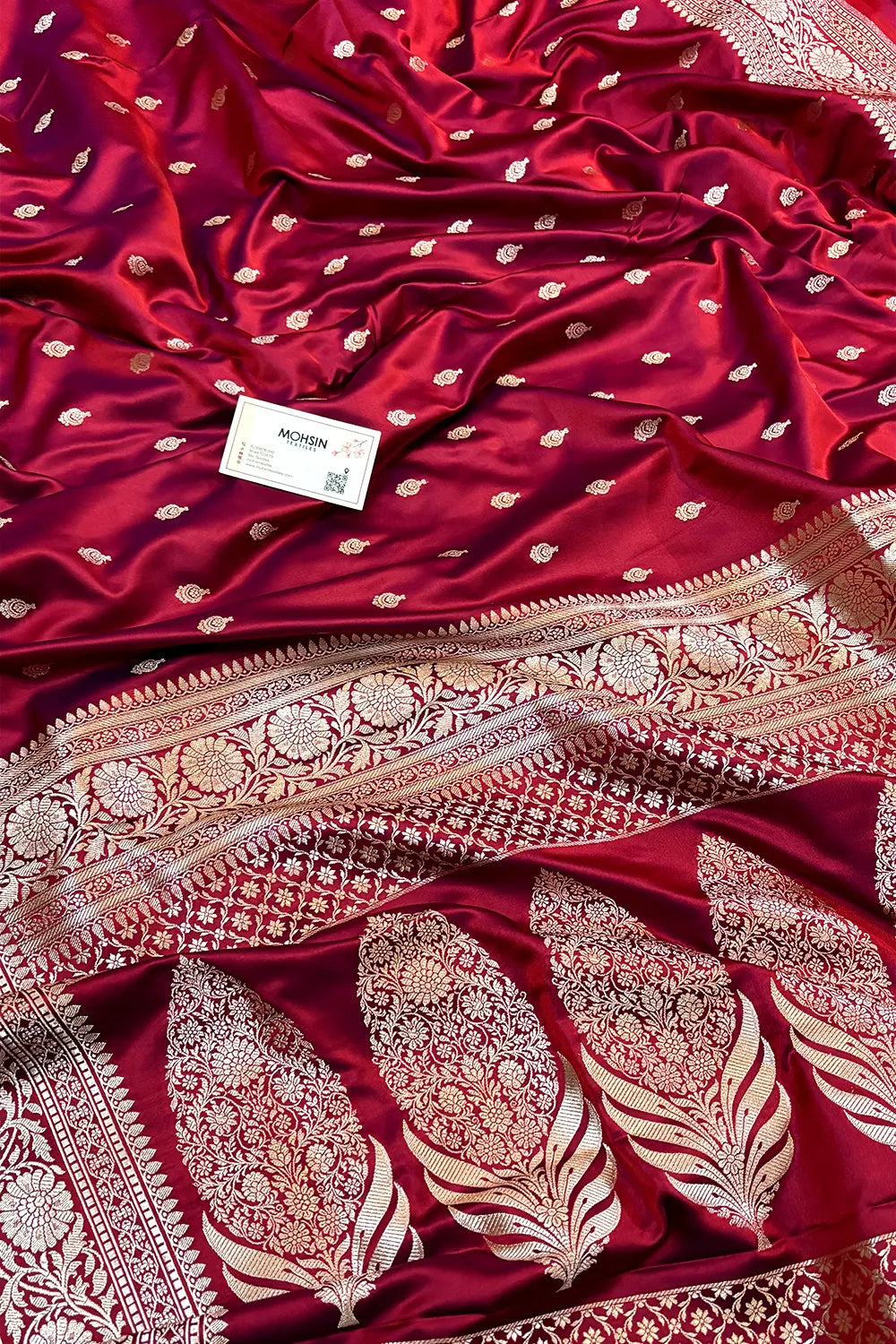 Rani Red Zari Katan Silk Banarasi Saree