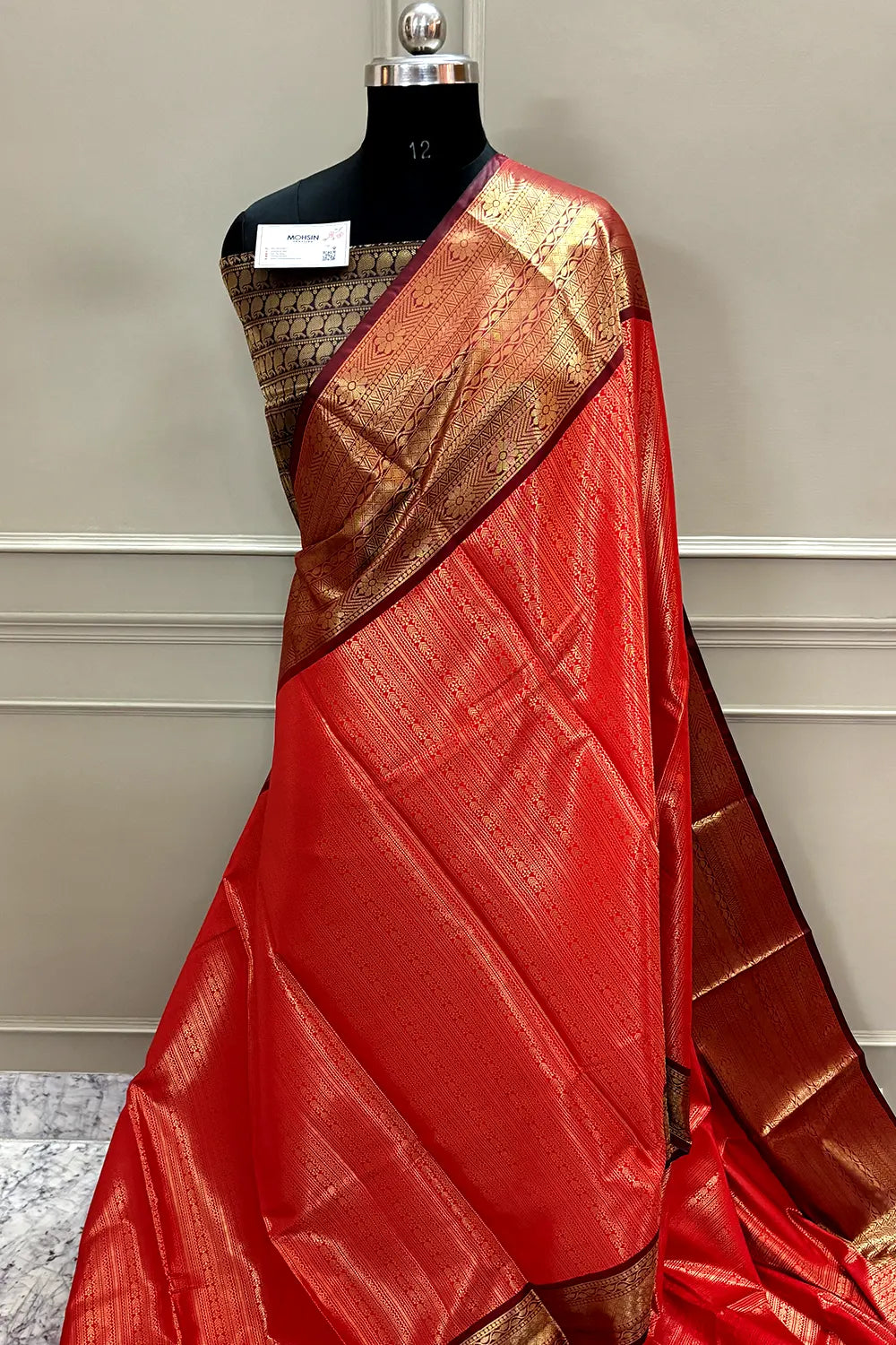 Red and Wine Tissue Silk Banarasi Saree