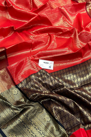 Red and Wine Tissue Silk Banarasi Saree