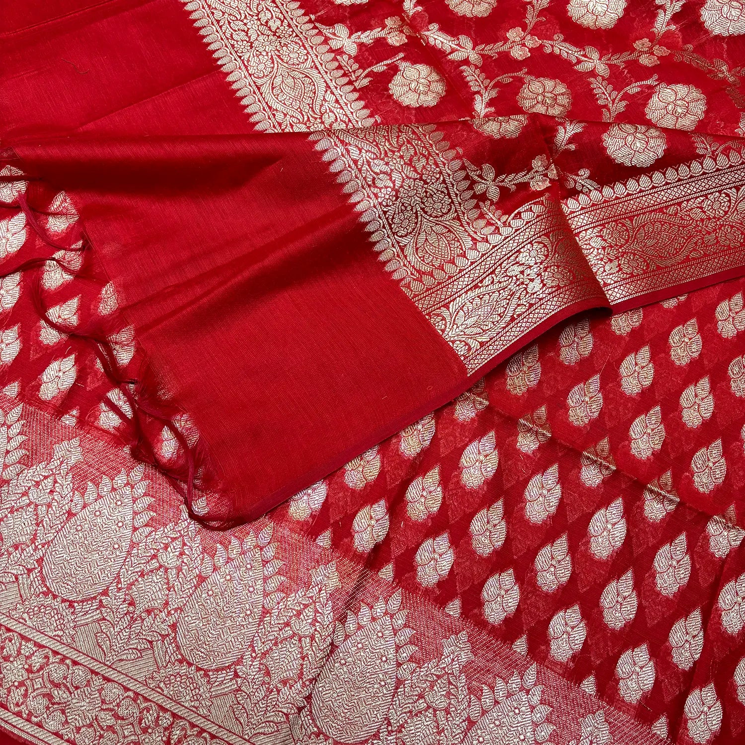 Red Dracula Buta Banarasi Silk Suit