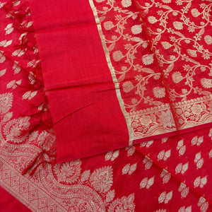Red Golden Zari Banarasi Silk Suit