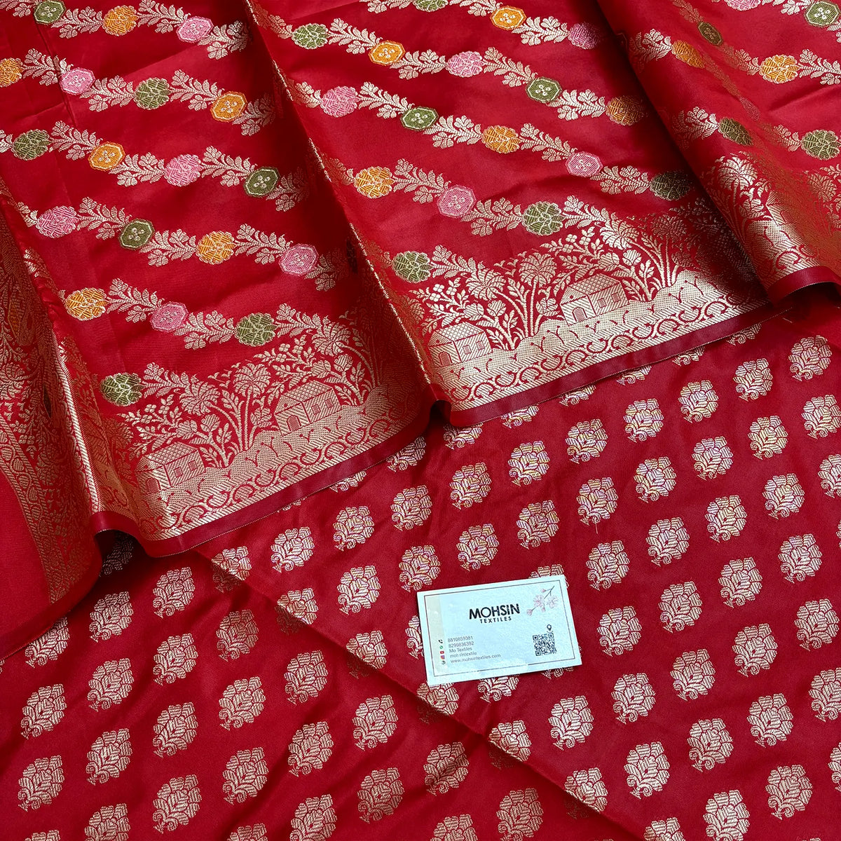 Red Golden Zari Banarasi Silk Suit