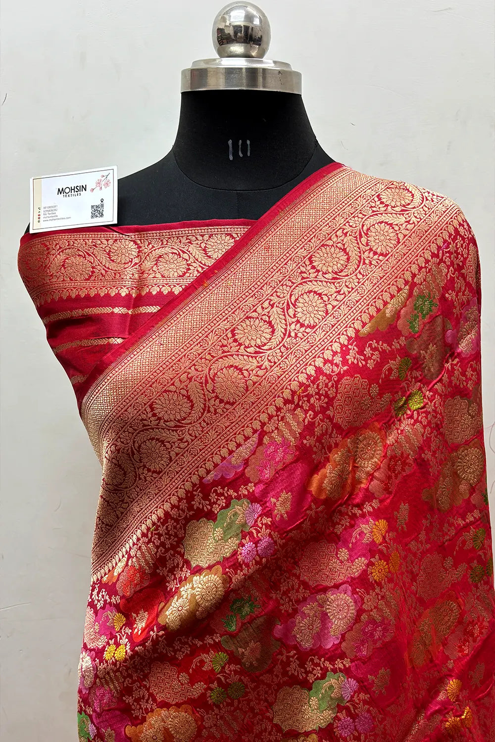 Red Handloom Pure Katan Silk Banarasi Saree