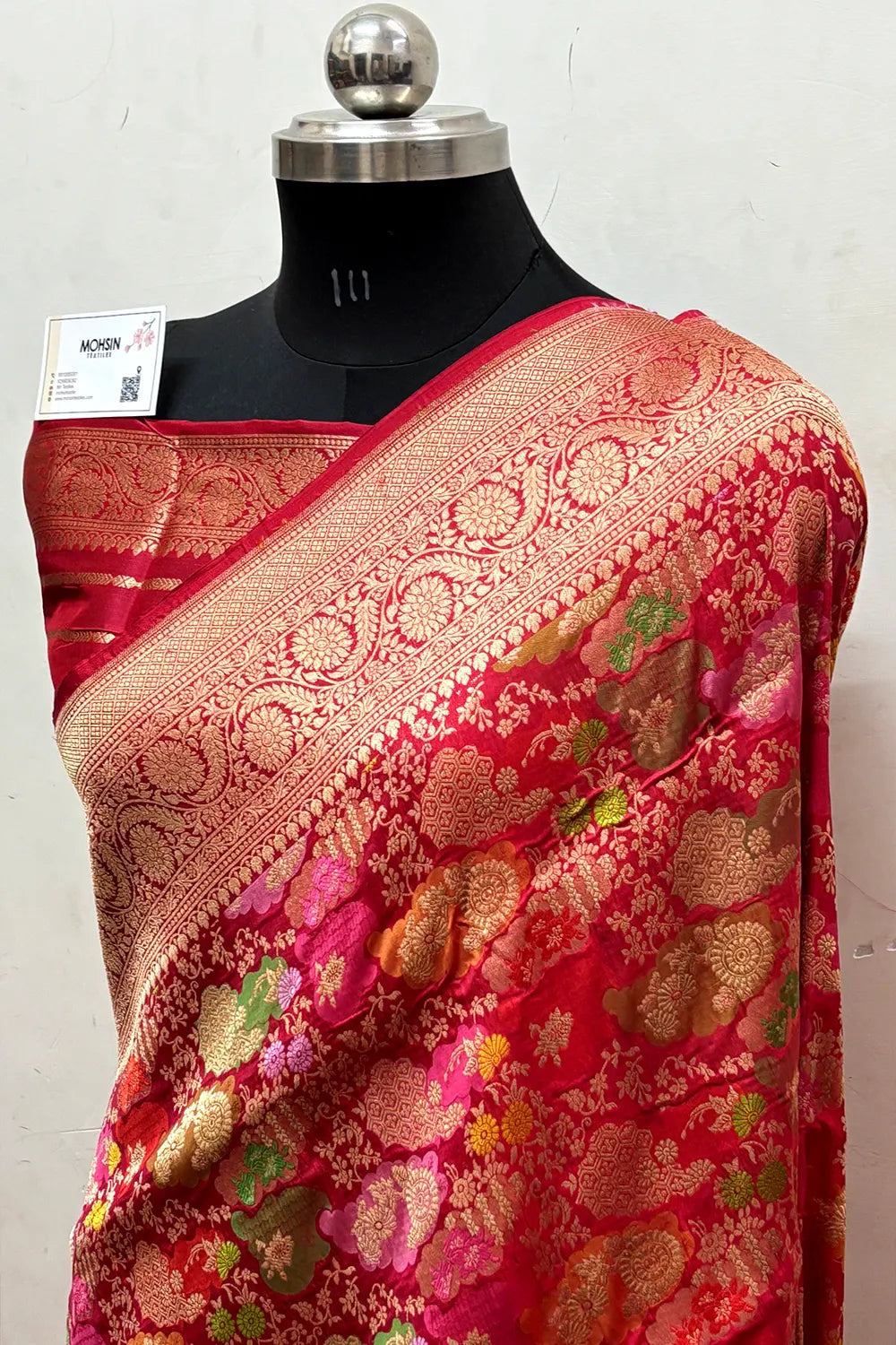 Red Handloom Pure Katan Silk Banarasi Saree