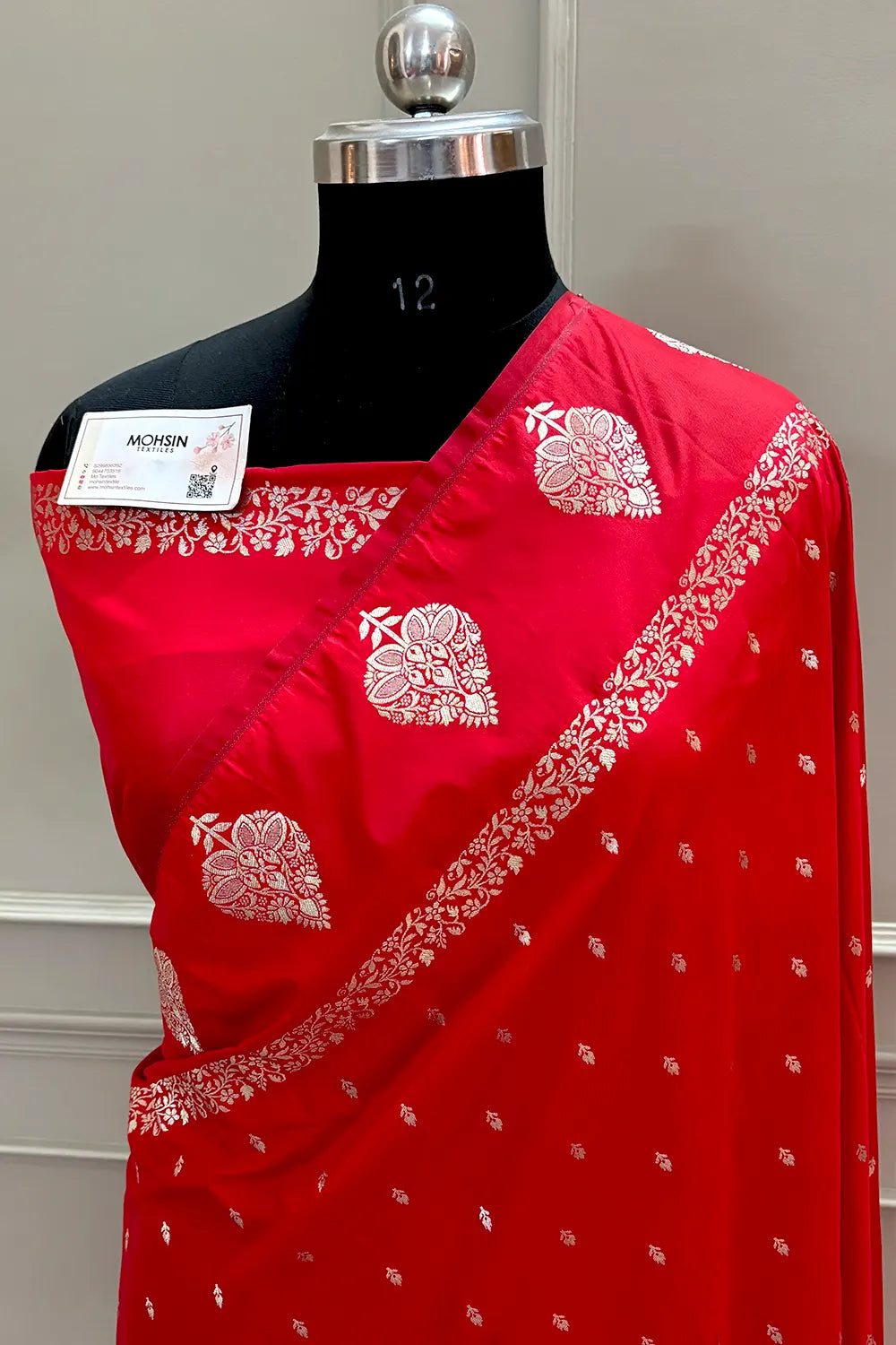 Red Hukum Buti Katan Silk Banarasi Saree