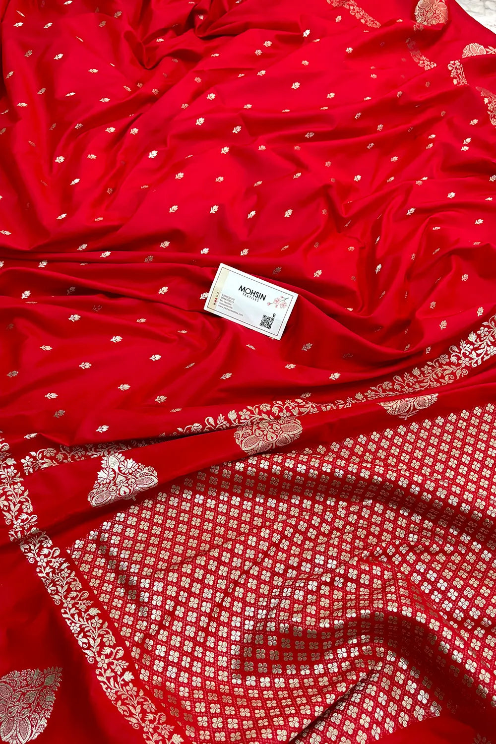 Red Hukum Buti Katan Silk Banarasi Saree