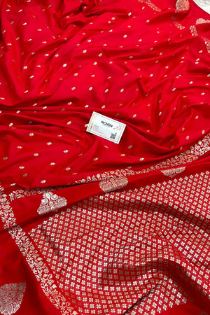 Red Hukum Buti Katan Silk Banarasi Saree
