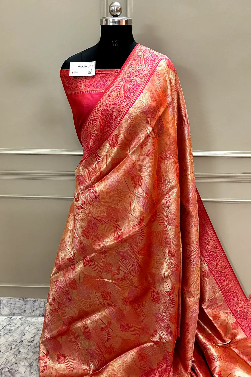 Red Pashmina Tissue Silk Banarasi Saree