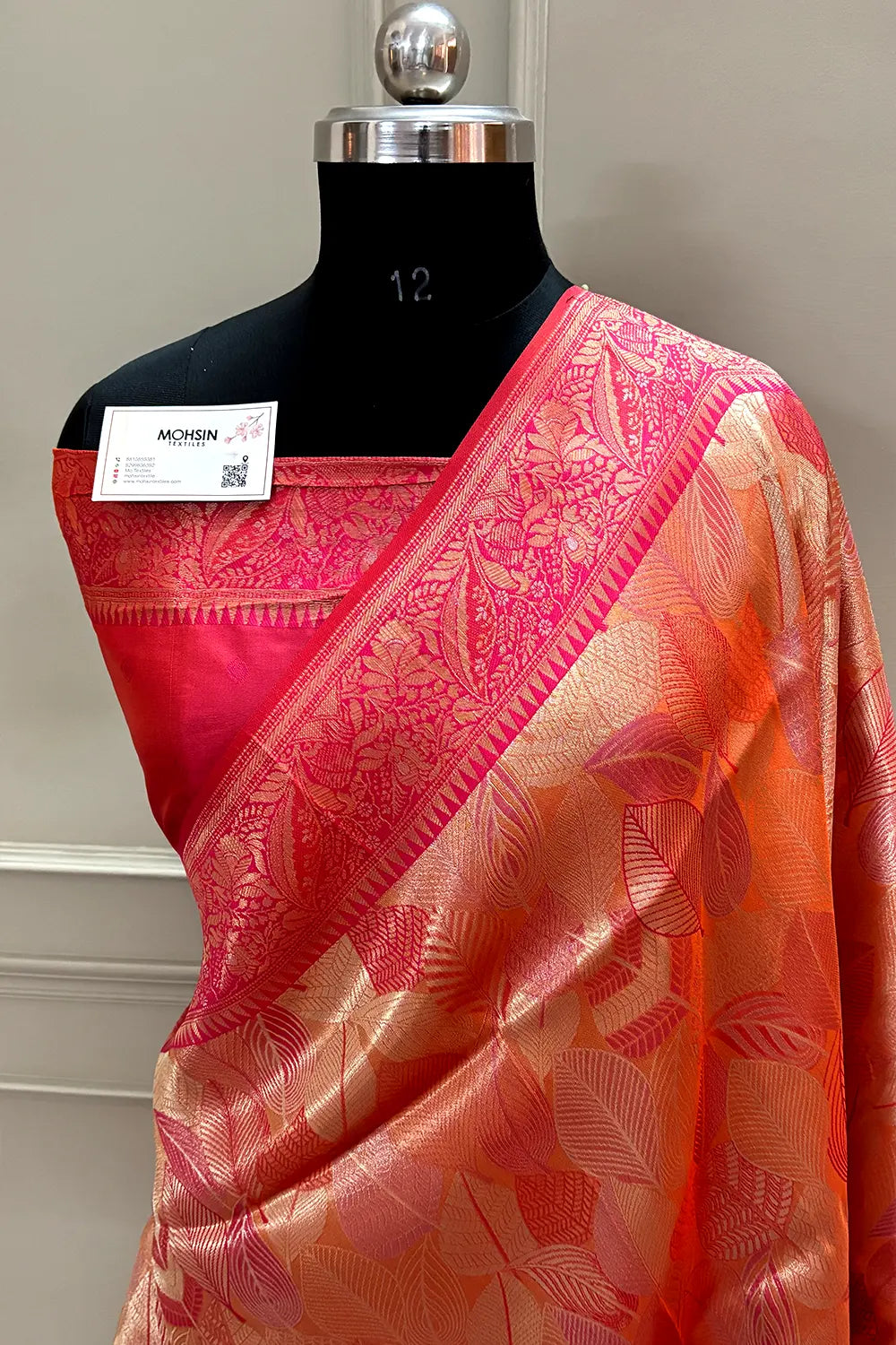 Red Pashmina Tissue Silk Banarasi Saree