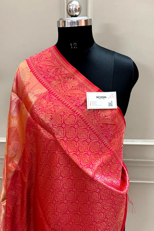 Red Pashmina Tissue Silk Banarasi Saree