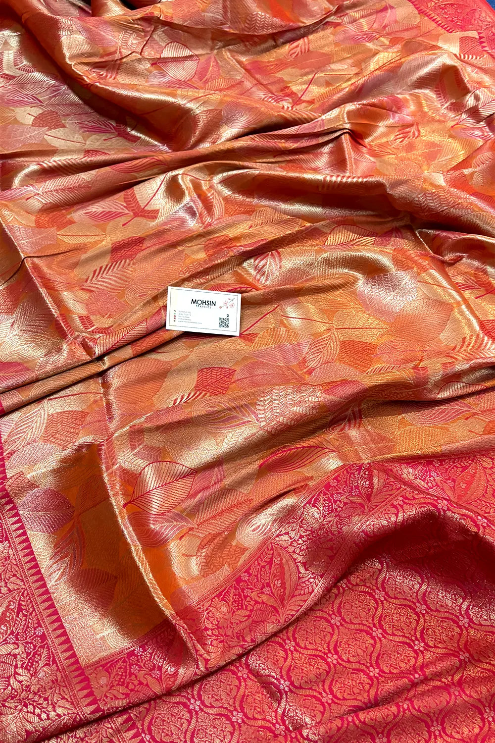 Red Pashmina Tissue Silk Banarasi Saree