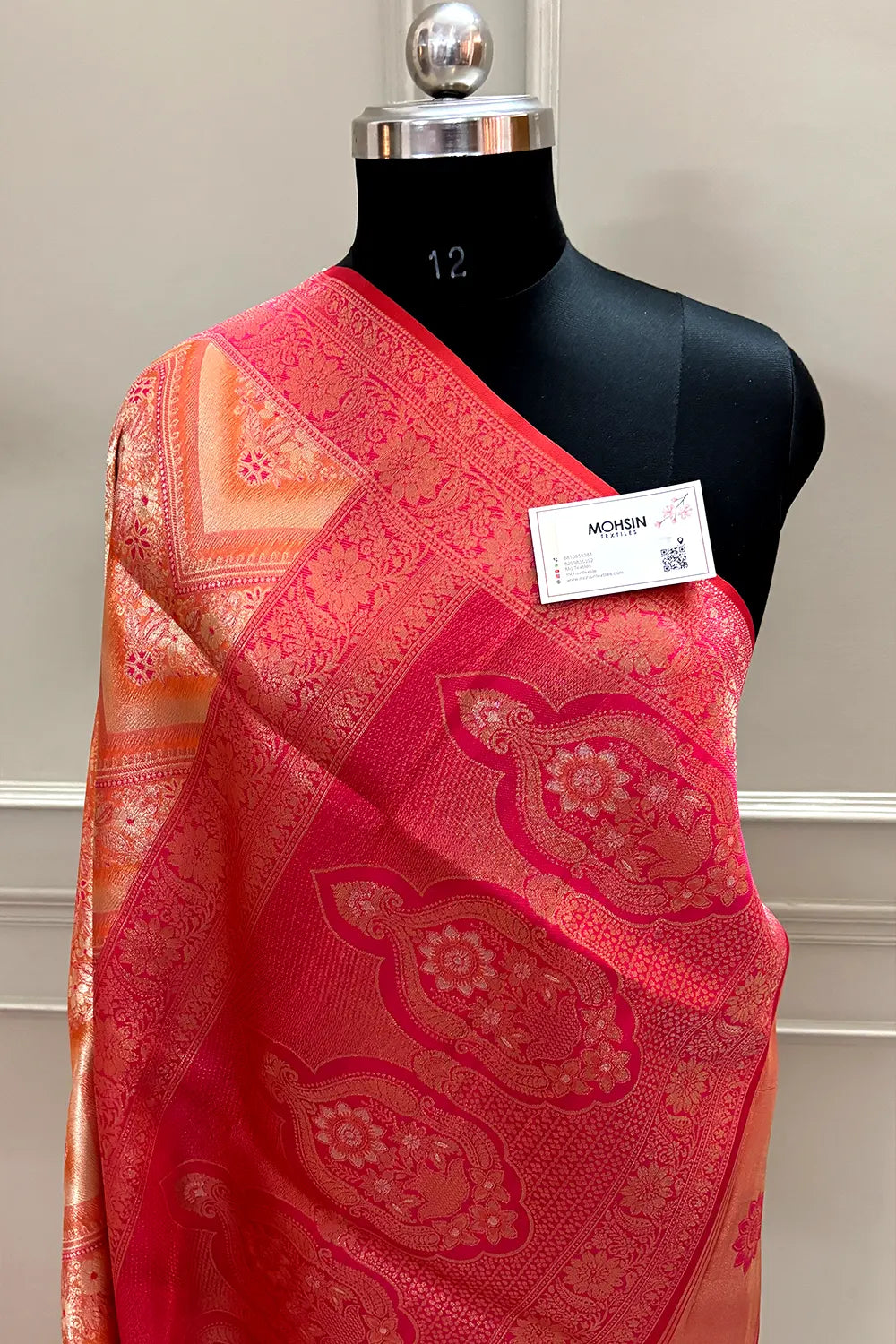 Red Pashmina Tissue Silk Banarasi Saree