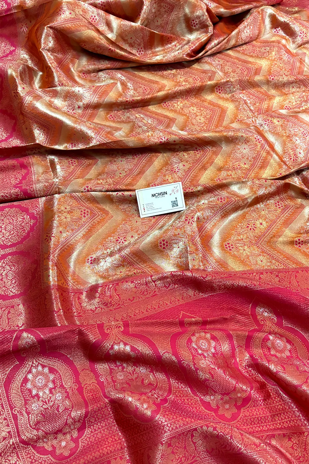 Red Pashmina Tissue Silk Banarasi Saree