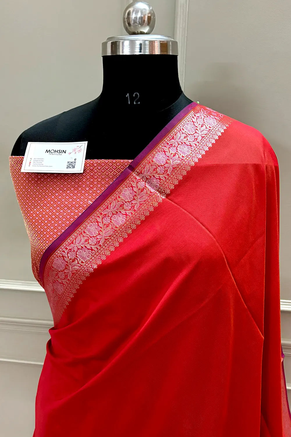 Red Plain Banarasi Silk Saree