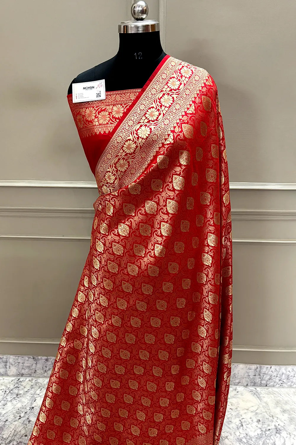 Red Rajvada Buti Katan Silk Banarasi Saree