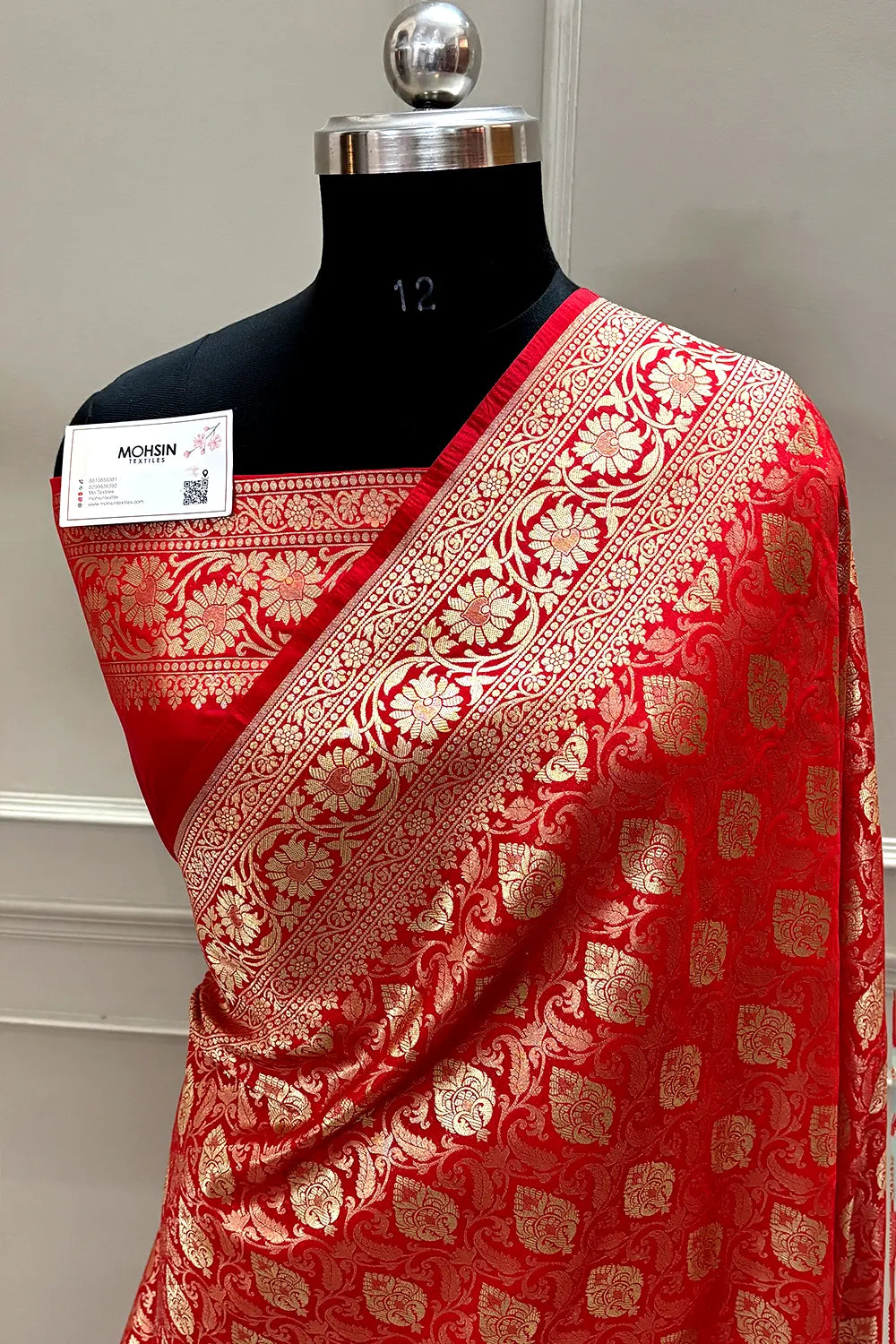 Red Rajvada Buti Katan Silk Banarasi Saree
