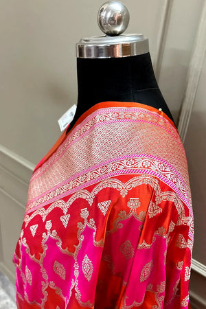 Red Rangkaat Zari Katan Silk Banarasi Saree