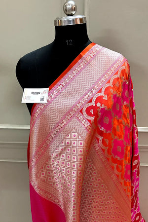 Red Rangkaat Zari Katan Silk Banarasi Saree