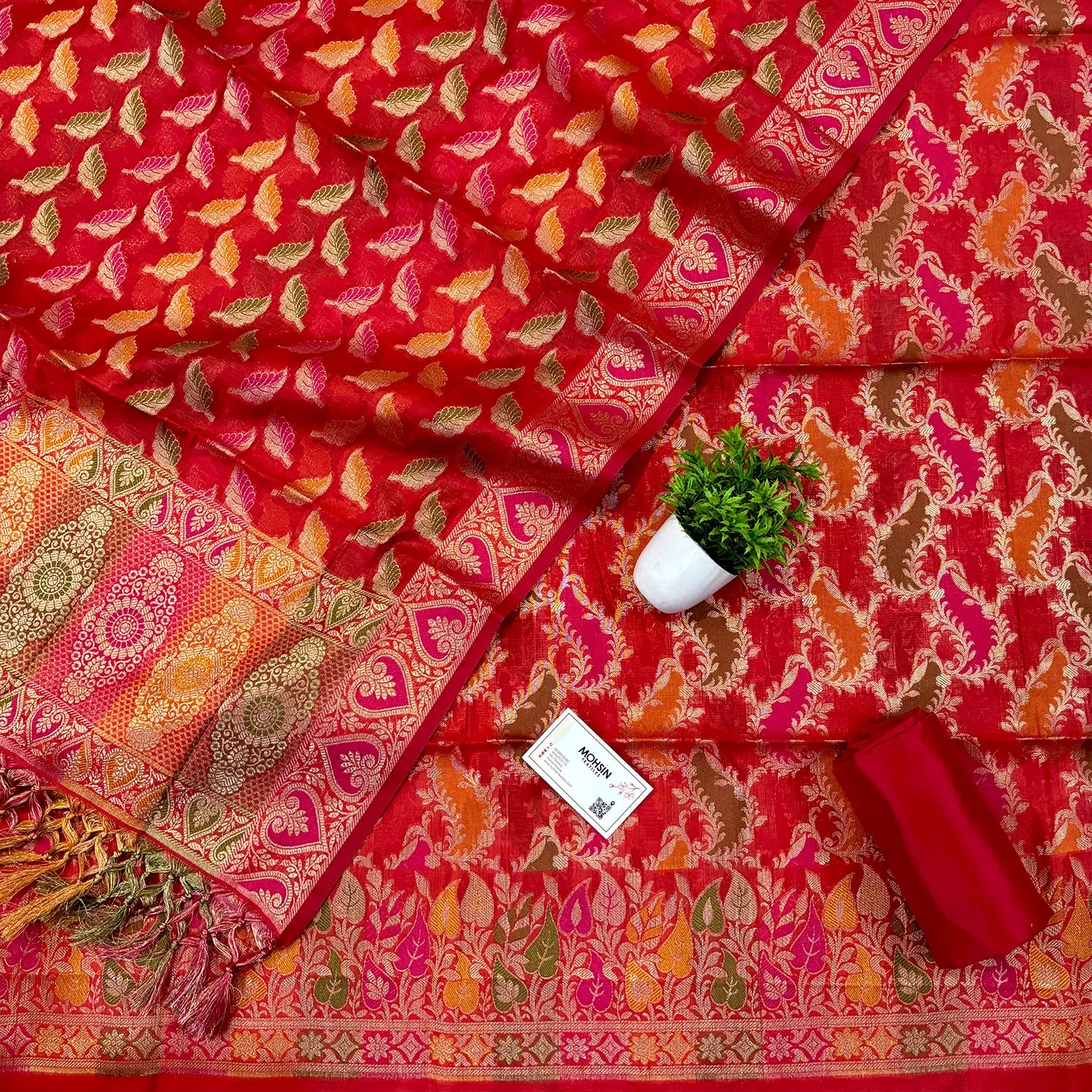 Red Resham Banarasi Silk Suit