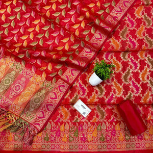 Red Resham Banarasi Silk Suit