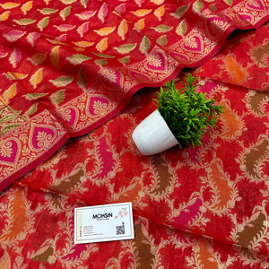 Red Resham Banarasi Silk Suit