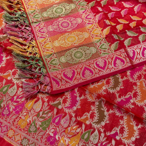 Red Resham Banarasi Silk Suit