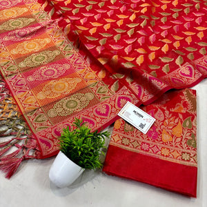 Red Resham Banarasi Silk Suit