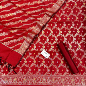 Red Resham Banarasi Silk Suit