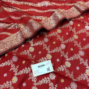 Red Resham Banarasi Silk Suit