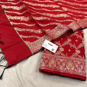 Red Resham Banarasi Silk Suit