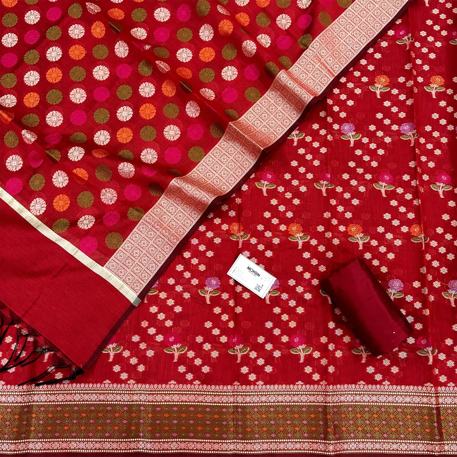 Red Resham Banarasi Silk Suit