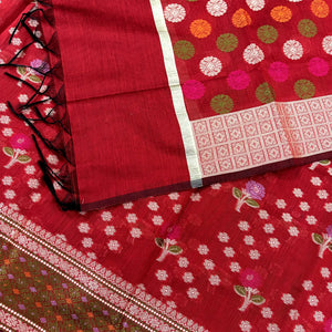 Red Resham Banarasi Silk Suit