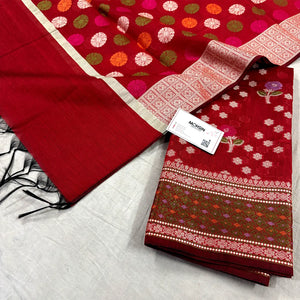 Red Resham Banarasi Silk Suit