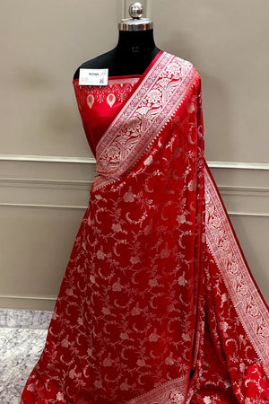 Purple Suhani Jaal Katan Mashru Silk Banarasi Saree