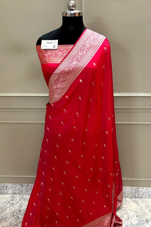 Red Tilak Buti Katan Silk Banarasi Saree