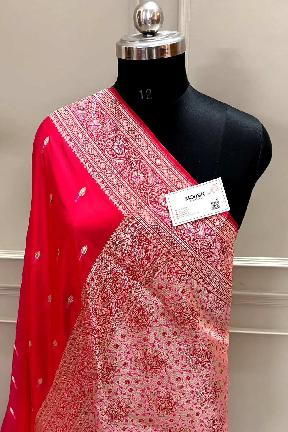 Red Tilak Buti Katan Silk Banarasi Saree