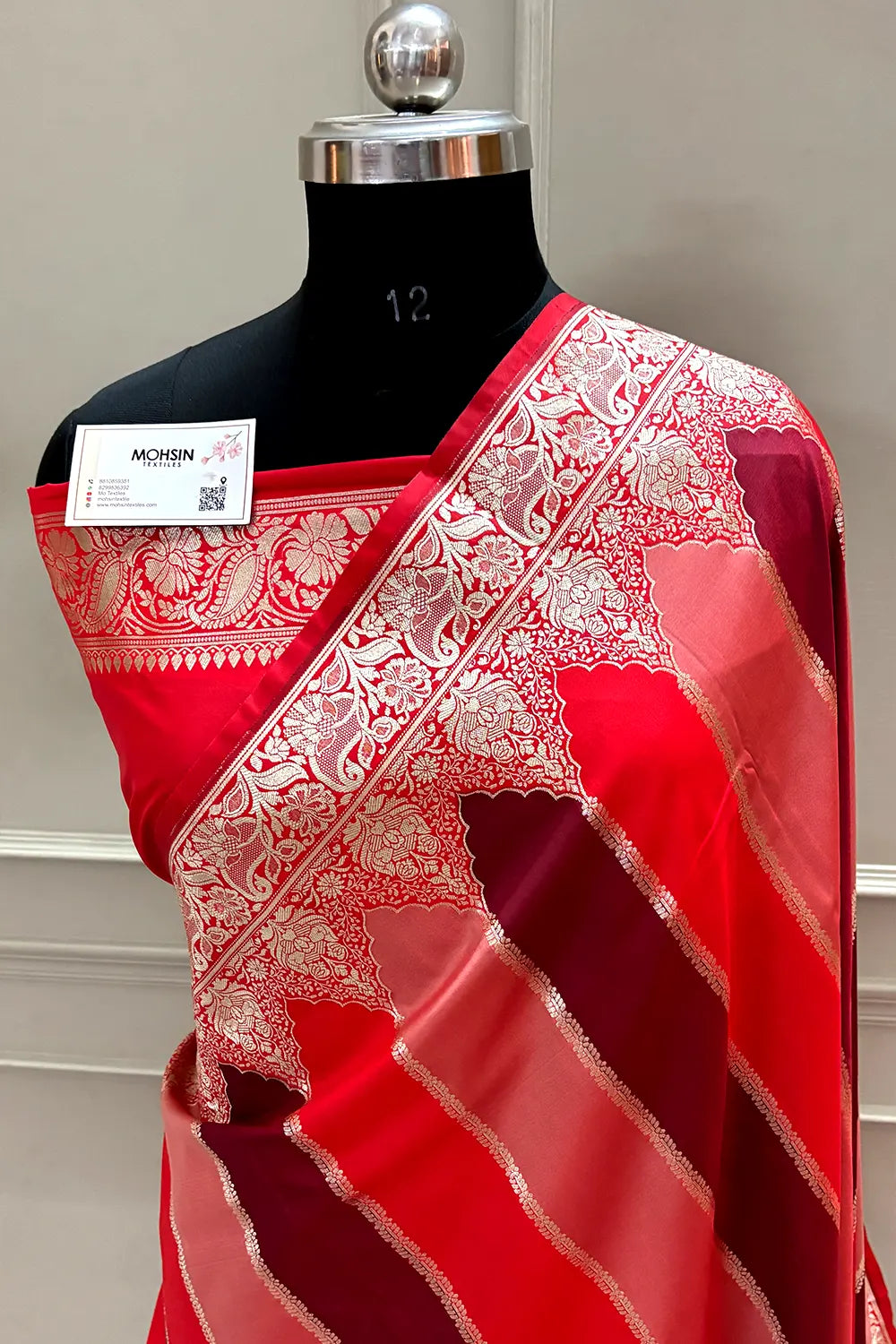 Red Wine Rangkaat Katan Silk Banarasi Saree