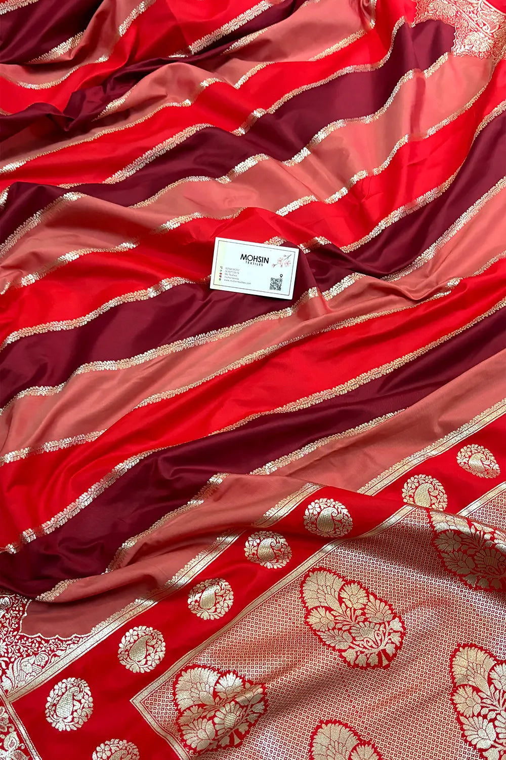 Red Wine Rangkaat Katan Silk Banarasi Saree