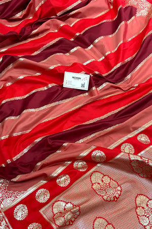 Red Wine Rangkaat Katan Silk Banarasi Saree
