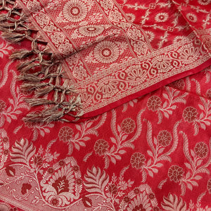 Red Yoga Jaal Cotton Silk Banarasi Suit