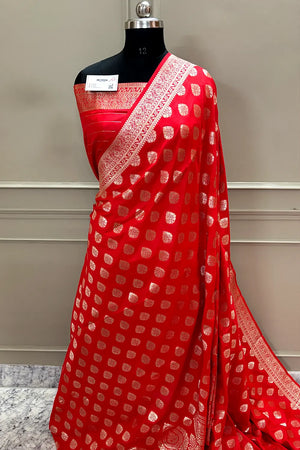 Red Zari Banarasi Silk Saree