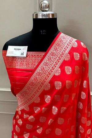 Red Zari Banarasi Silk Saree