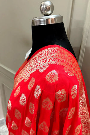 Red Zari Banarasi Silk Saree