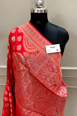Red Zari Banarasi Silk Saree