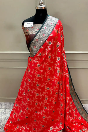Red Zari Banarasi Silk Saree