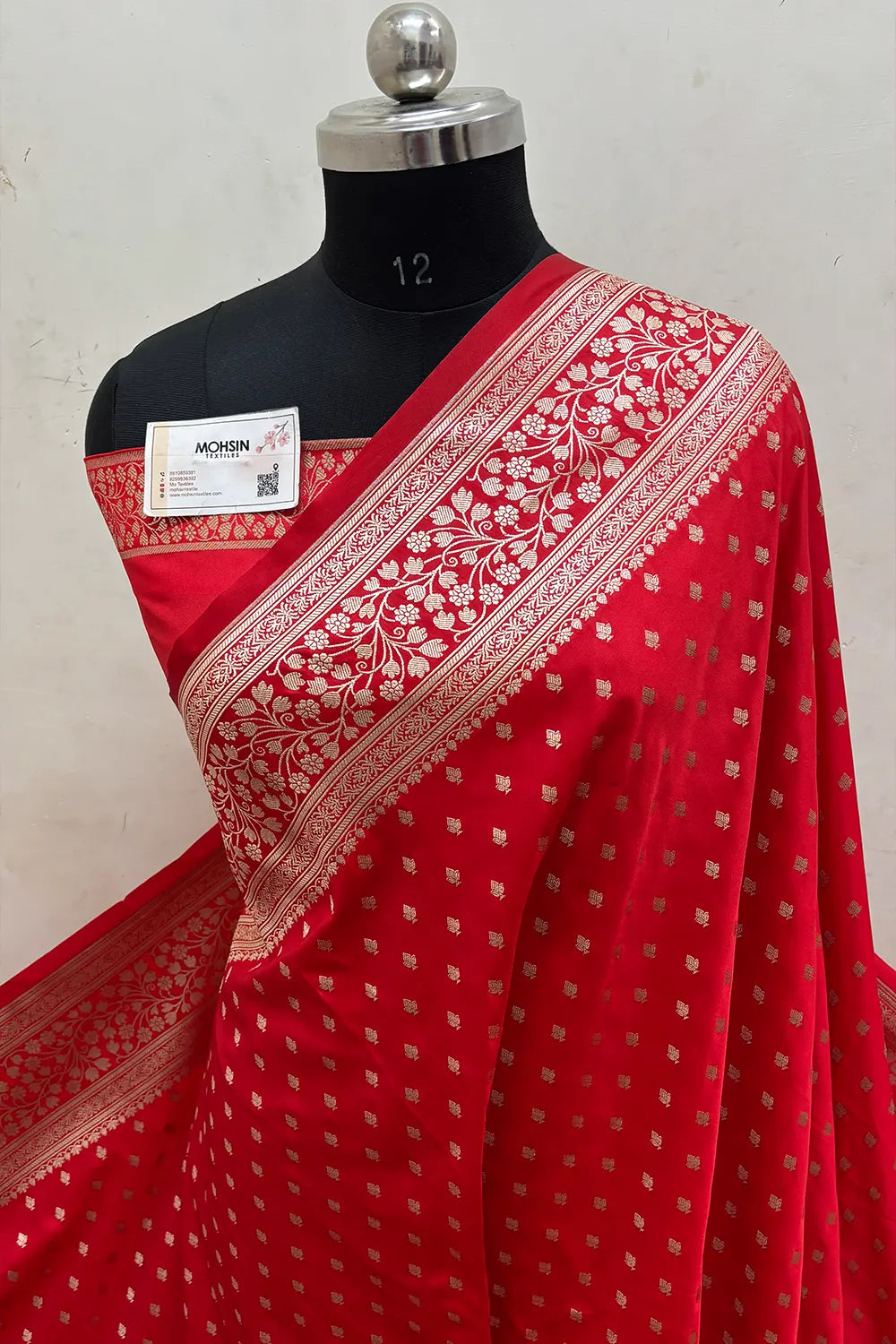 Red Zari Katan Mashru Silk Banarasi Saree