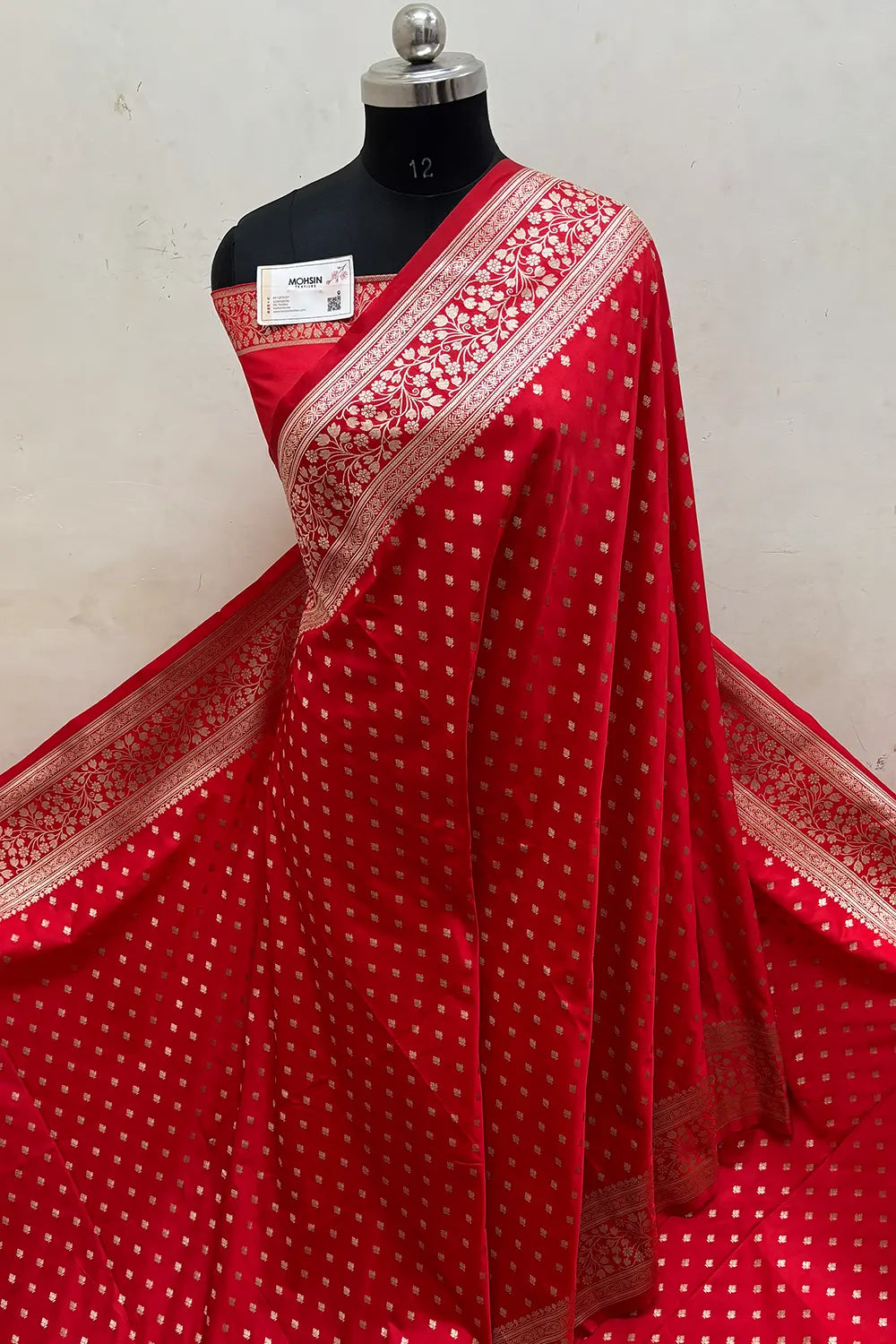 Red Zari Katan Mashru Silk Banarasi Saree
