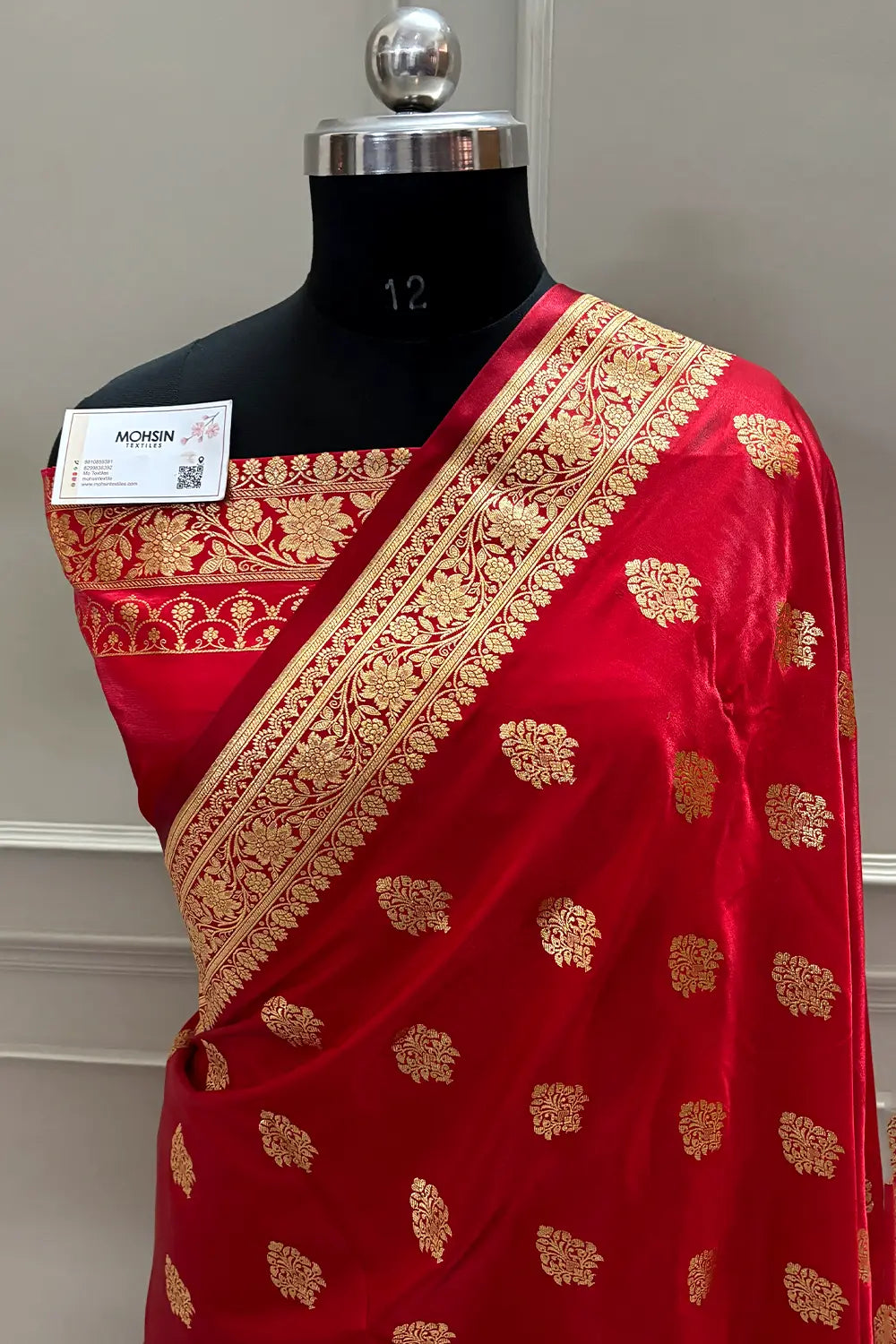 Red Zari Katan Satin Silk Banarasi Saree
